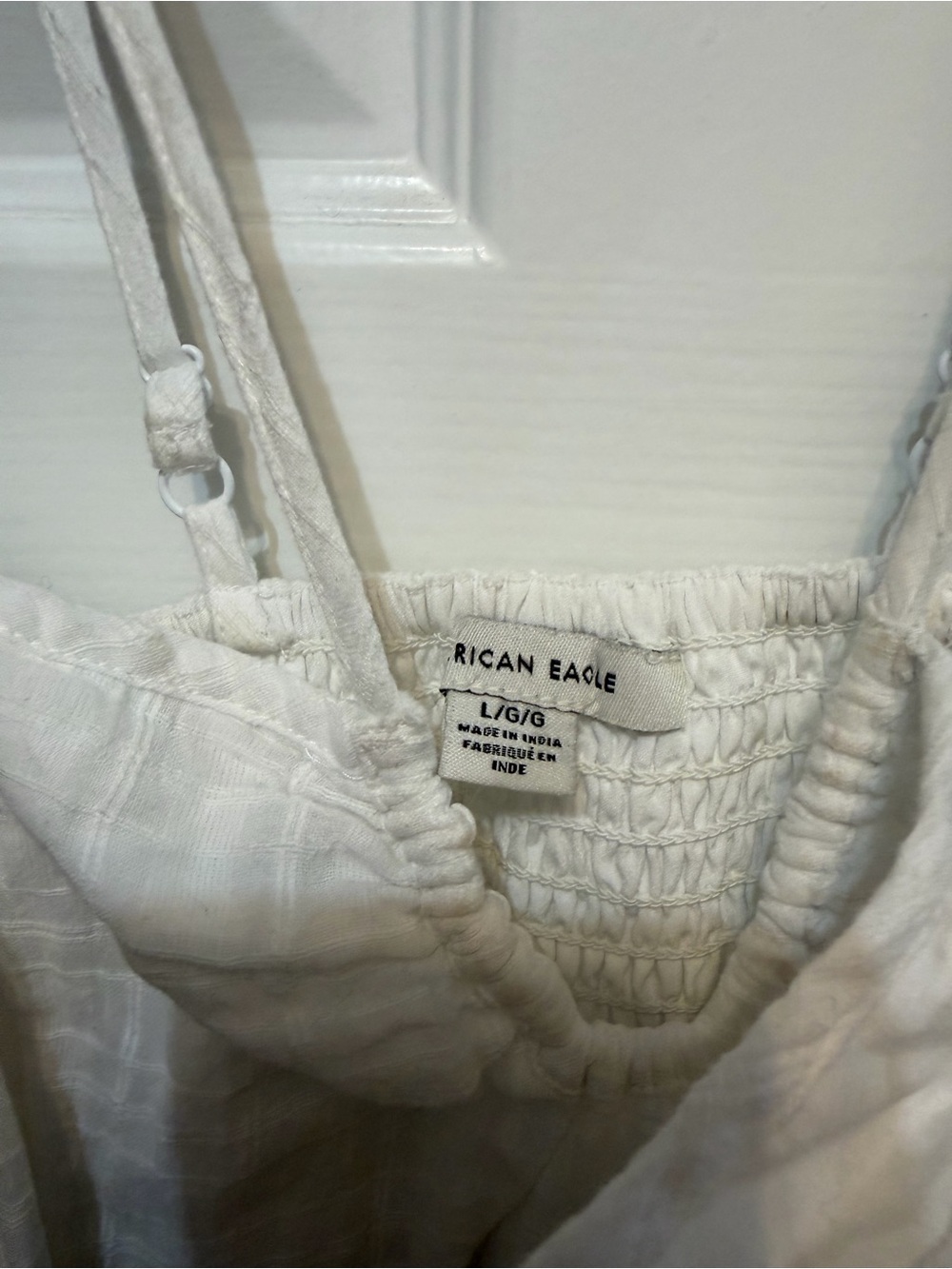 American Eagle White Smocked Gauze Cami Dress - Picture 4 of 4